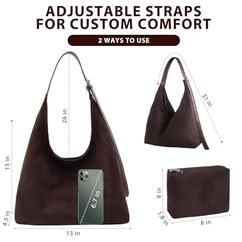 Set 2 Bolsos de Ante Marrón para Mujer con Correa Ajustable miniatura 4