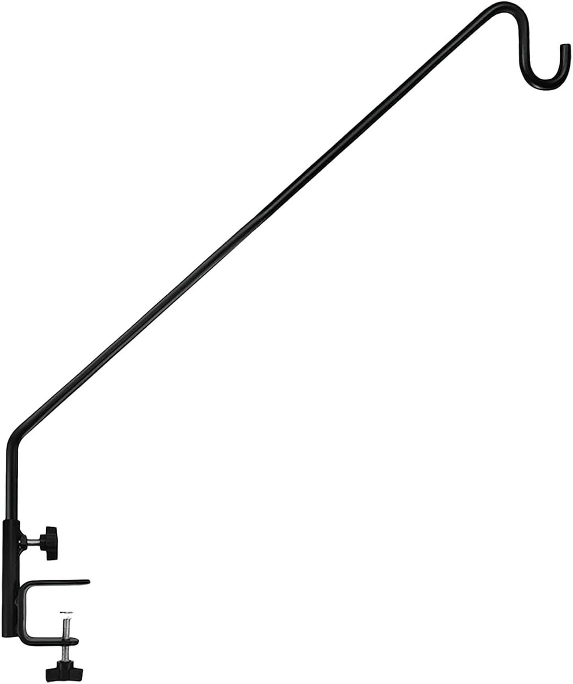 Heavy Duty Railing Hook for Bird Feeders and Shepherd Hooks Outdoor Adjustable 30in Rail Pole with Railing Bracket for Hanging Plants and Hummingbird Feeders
