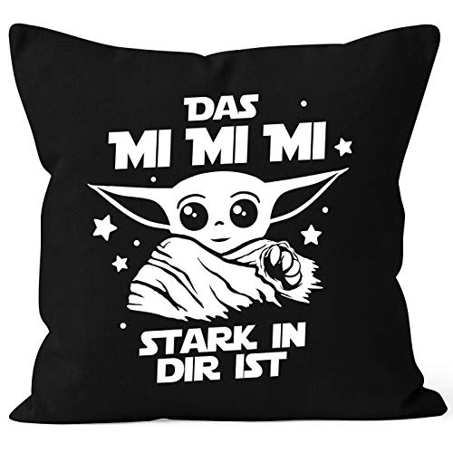 MoonWorks® Funda de cojín con texto en alemán 'Das mi mi MII stark in dir ist Fun-Shirt Kissen-Hülle Dekokissen Baumwolle schwarz Unisize