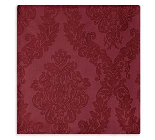 Newbridge Barcelona Luxury Damask Fabric Tablecloth, 100% Polyester, No Iron, Soil Resistant Dining Room, Party Banquet And Holiday Tablecloth, 90 Inch Round, Burgundy #TOP24