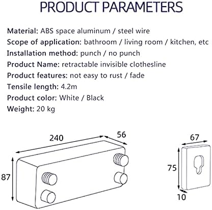 I3C Retractable Clothesline 4.2m, Duo Reel Washing Line, Wall Mounted Clothes Drying Line, Stainless Steel Extendable Laundry Line for Indoor Bathroom Balcony (Black)