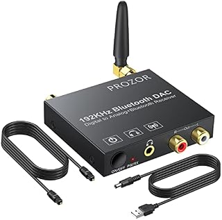 PROZOR 192k Digital to Analog Audio Converter with Bluetooth 5.0 Receiver Digital Toslink Optical to 3.5mm, Coaxial Toslink to Analog Stereo L/R RCA 3.5mm Audio Adapter