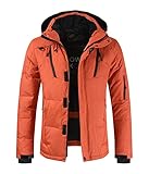  ORANDESIGNE Hommes Hiver Doudoune À Capuche Chaude Couleur Pure Veste De Jeunesse Veste Moto Épaissir Chaude Polyvalente Blouson Veste Matelassée Zipper Slim Fit Manteau Épais A Orange M