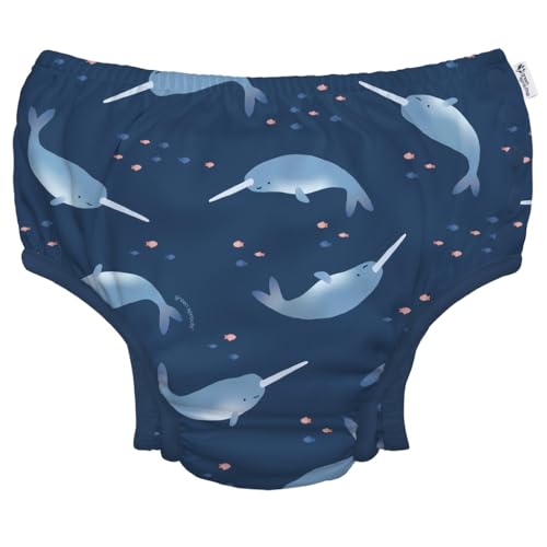 green sprouts Eco Snap Swim Diaper with Gussets - Navy Narwhal - 18mo