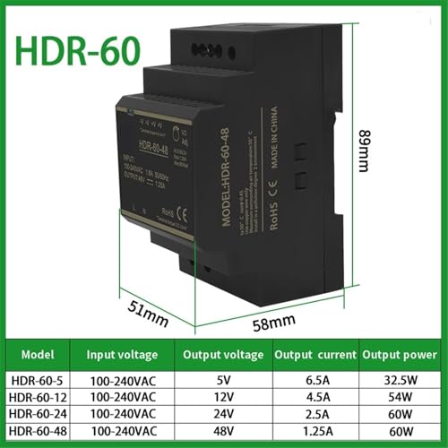 Transformateur HDR 5V 60W LCTC alimentation rail DIN