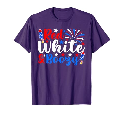 Red White And Boozy Funny 4th Of July Drinking T-Shirt