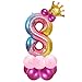 Bluelves Foil Palloncini Numeri 8 Rosa, Palloncini Compleanno 8 Anno, Palloncino Numero 8, Palloncini Pompleanno 8, Arcobaleno Numero 8, Feste Decorazione di Compleanno Palloncino