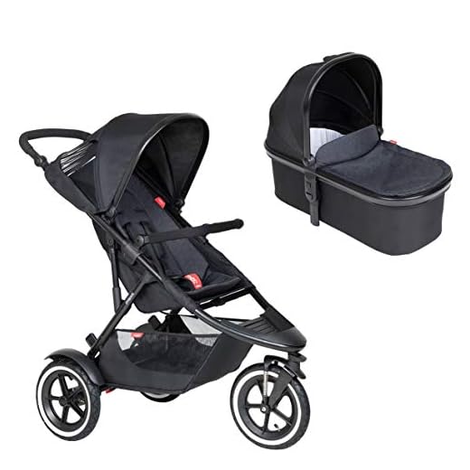 Phil&teds Sport Buggy med sittdyna svart + babyvagn (bagagevagn) med lock i färg svart