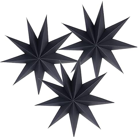 3 Pieces 3D 12" Large Paper Star Hanging Star Black Paper Star Decorations for Weddings, Christmas Holiday, Birthday Party Celebration & Home Décor Cover