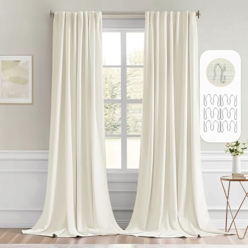 MIULEE Cream Back Tab Blackout Curtain 96 Inch Long 2
