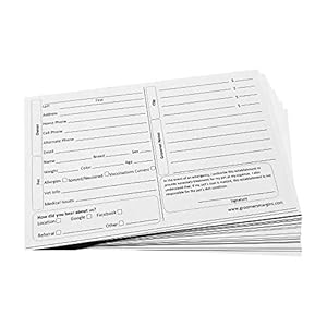 Dog Grooming Cards 5X8 Inch (100 Pack 8 X 5 inch) Groomer Client Profile Service Record Clip Card for Professional Pet and Cat Groomers, Kennel Care