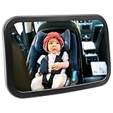 Macally Baby Mirror for Car Seat Rear Facing - Wide Head to Toe View - Shatterproof, Safe, and Secure Baby Car Seat Mirror - 360° Adjustability and Installs in Seconds - Back Seat Mirror for Infants