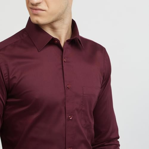 Image of Raymond Men's Pure Cotton Solid Pattern Slim Fit Semi Cutaway Collar Full Sleeve Formal Shirt