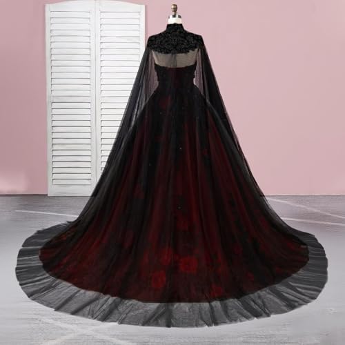 Mauuwy Green Beaded Gothic Vestido De Novia With Cape Size 6 #TOP6