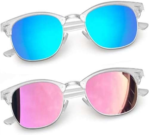 Joopin Semi-Rimless Polarised Sunglasses Man - UV400 Protection Retro Half Frame Sunglasses Unisex Polarized Mens Womens Sunglasses