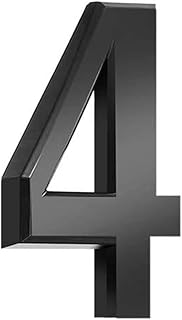 3 Inch Black Modern House Numbers Mailbox Numbers 0-9 3D Self-Adhesive Street Door Home Address Metal Numbers for Outside or Inside Signs Easy Install (Black-4)