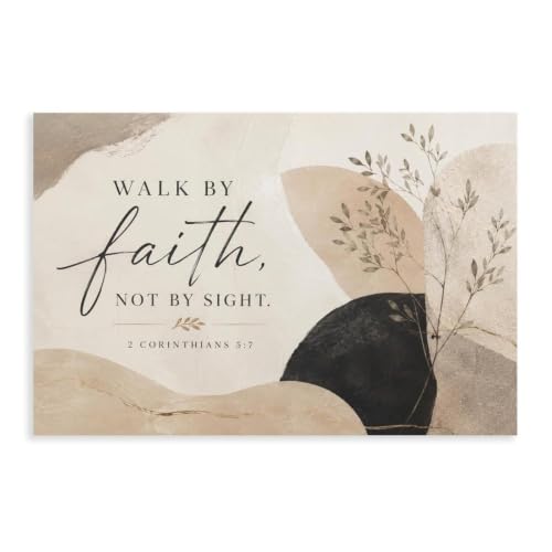 Walk by Faith Corinthians 5_7 Neutral Bible Verse Canvas Art Decor Gift