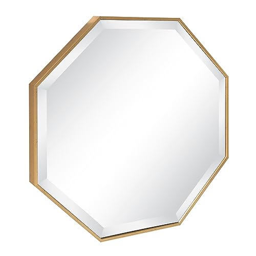 Kate and Laurel Rhodes Modern Octagon Wall Mirror, Gold 25x25 Inches