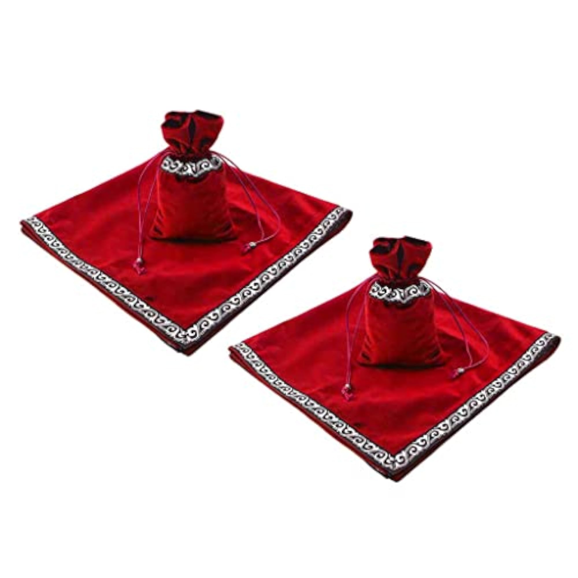 Tarot Cards Bag with Table Cloth, Velvet Tapestry Red x2