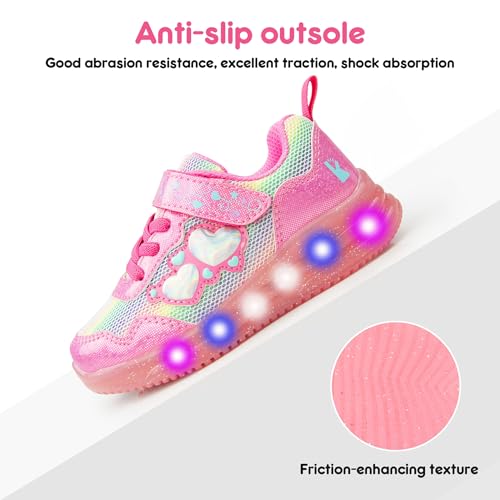 YESKIS Toddler Girls Boys Light Up Shoes LED Flashing Lightweight Mesh Breathable Adorable Running Sneakers for Toddler and Little Kid2