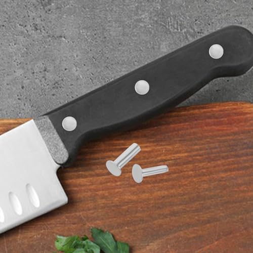 DECHOUS 4 Paar Küchenmessergriff Nieten Werkzeugniete Für Messergriff Reparatur Küchenmesser Nietenbefestigung Stahlnieten Nietenschraube Für Küchenmesser Pop Niete Silber