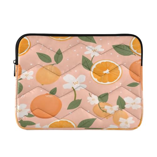 Funda para laptop 13-14 pulgadas impermeable con diseño color naranja y flores