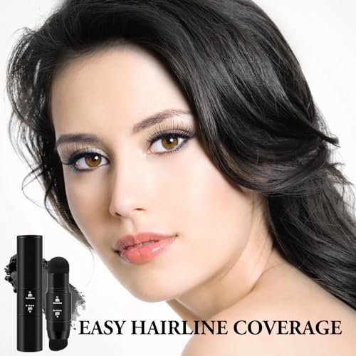 GEUUFEA Pó de retoque de raiz de cabelo, cobertura dupla para cabelos grisalhos com esponja e escova