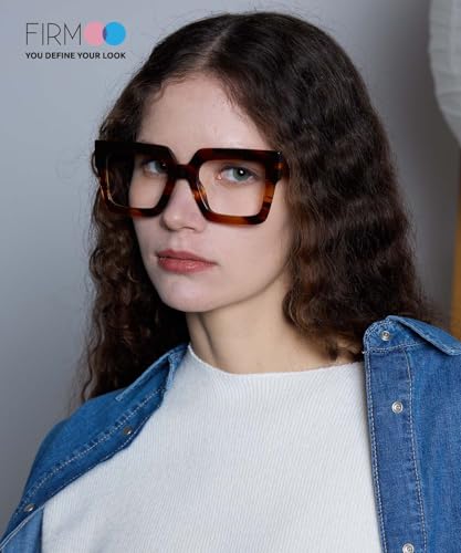 Image of Firmoo Oversized Square Blue Light Blocking Glasses for Women /Men, Stylish Computer Eyeglasses Anti Headaches,Acetate