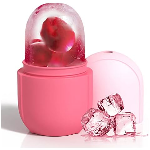 Ice Roller, Ice Roller for Face and Eyes Ice Face Roller for Eye Puffiness, Brighten & Tighten Skin, Icing the Skin Remove Fine Lines Shrink Pores, Enhance Skin Elasticity-Mini (Pink) Cover