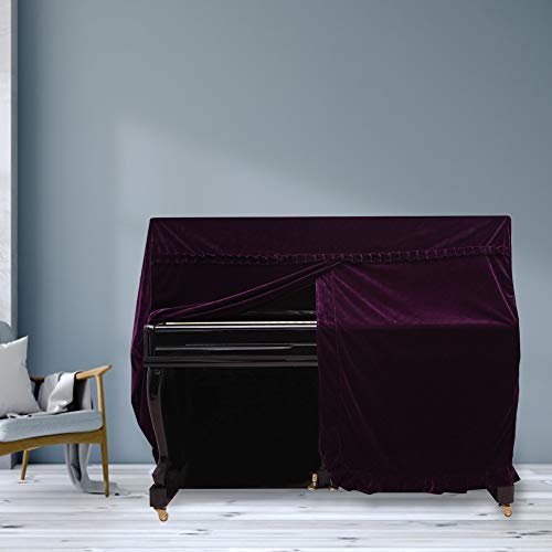 Upright Piano Cover, Colorfast Pleuche Full Piano Dust Proof Decorated Cover(Purple) #TOP27