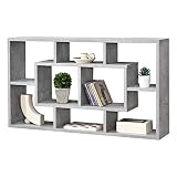 [en.casa] Wandregal Saputit 85x16x48cm Regal mit 8 Ablageflächen Bücherregal Hängeregal Büroregal Retro Betonoptik Grau