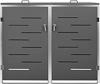 Vista 4 de Cobertizo de basura doble con ruedas, cobertizo de almacenamiento para jardín al aire libre, para botes de basura, cobertizo para patio, jardín