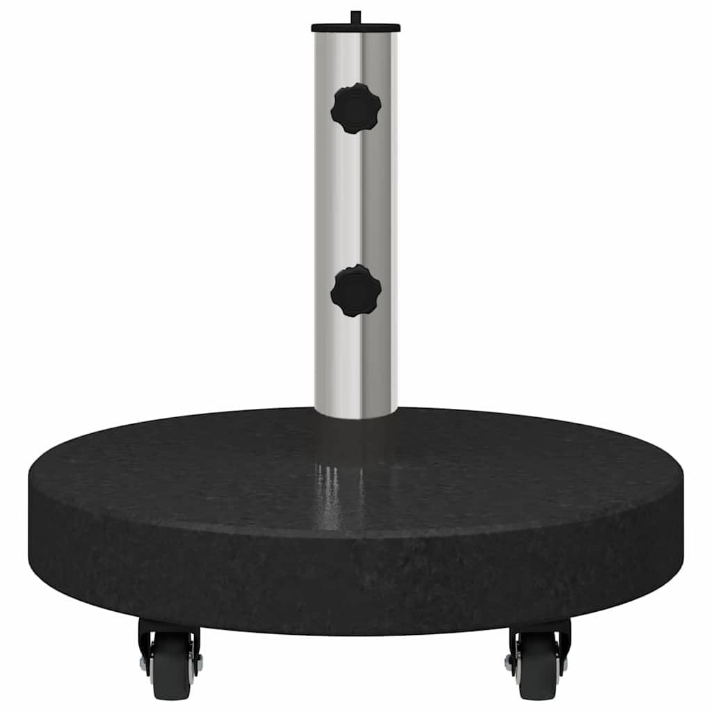 Supporto per ombrellone da 30 kg, nero, in granito e acciaio inox, rotondo, arrotolabile, per balcone, terrazza, giardino, patio, base per ombrellone da mercato e ombrellone, resistente alle