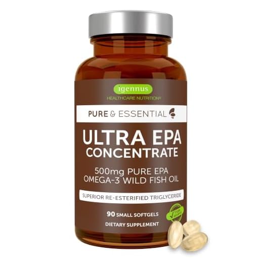 Pure & Essential Ultra Pure EPA Omega-3 Concentrate 500 mg, Wild Fish Oil, rTG, 90 Small Softgels