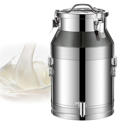 ApuaVireo&Co Cubo de transporte de leche resistente de acero inoxidable 304 con tapa sellada de silicona y grifo for almacenar leche y vino.(76L)