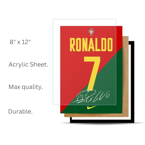 Image of Posternet Cristiano Ronaldo Jersey Poster with Frame | Football Wall Art for Bedroom, Living Room & Gaming Setup | Premium Acrylic Front | HD Sports Wall Decor | 8 x 12 Inch Ready to Hang Gift for Football Fans