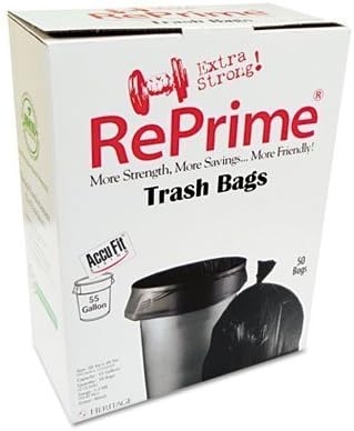 HER H8053PKRC1 Can Liners, 55gal, 1.3mil, Black, 40quot; x 53quot, 50/Box