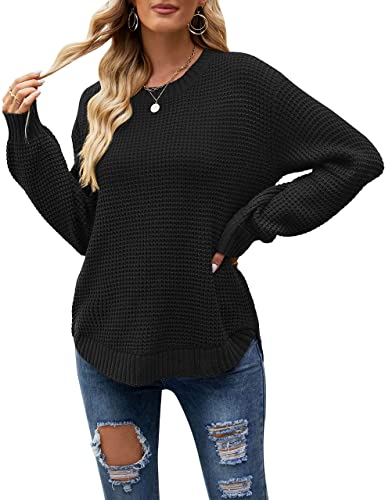 Image of MEROKEETY Women's Fall Long Sleeve Waffle Knit Oversized Sweater