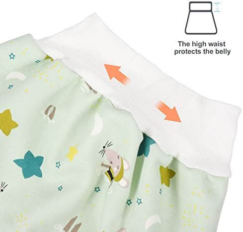 Toddmomy Boys Comfy Cartoon Underwear Time Rabbit Girl Potty for Waist Diaper Reusable Rabbit, and Cotton Baby Shorts High Pee Skirt Breathable Training Nappy M Night Boy Green
