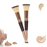 Doppelseitiger Grundierungspinsel, Abgewinkelter Konturpinsel, Double-ended foundation brush, Concealer Creme-Kosmetik, Rouge-Pinsel, Lidschatten, 2 Stück