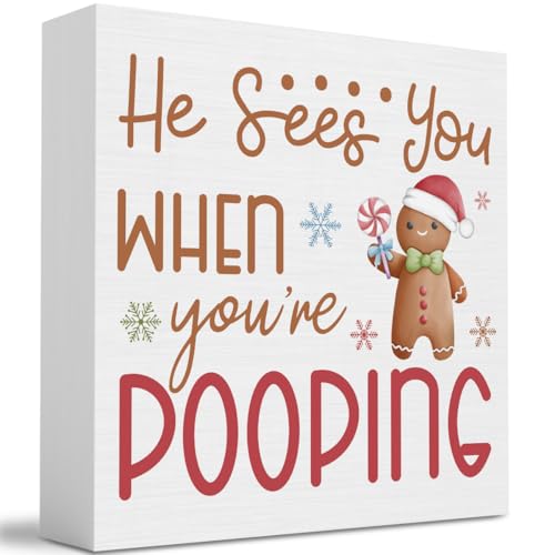 Christmas Gingerbread Bathroom Decorations Funny Christmas Gingerbread Decor Home Decor for Desk Table Shelf 5 x 5 inches