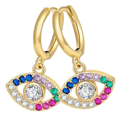 AKOOSY Pendientes De Mujer Colgantes Ojo Mal De Ojo Gemas De Imitación Joyas Orejas Accesorio De Moda Para Uso Diario y Fiestas