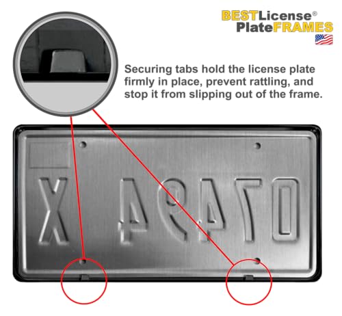 Image of Custom Personalized Chrome-Plated Metal Laser Engraved Standard Size - Car /Automobile License Plate Frame with Free caps - Steel /Black Text (Qty: 1 Frame)
