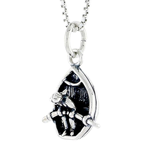 Sterling Silver Girl Row Boating Charm 1/2 inch Tall