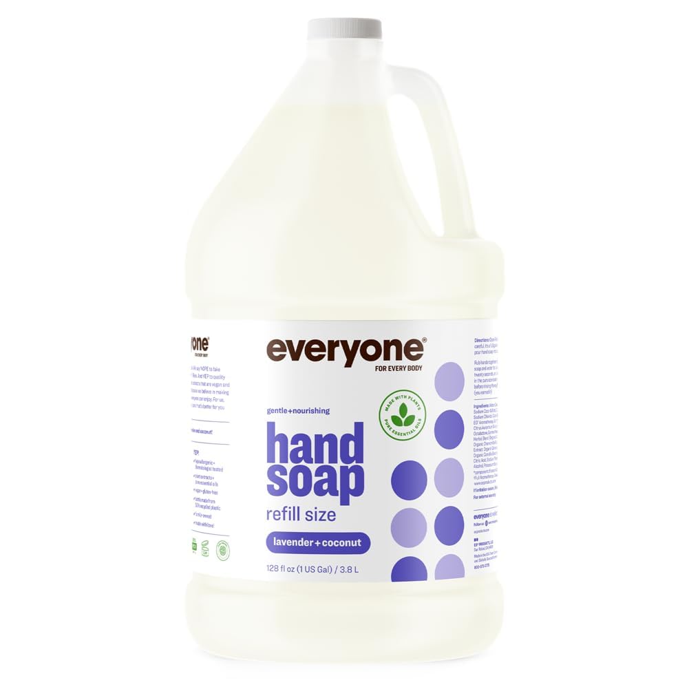 Everyone Liquid Hand Soap Refill, 1 Gallon, Lavender and Coconut, made with Essential Oils for kitchen and bathroom