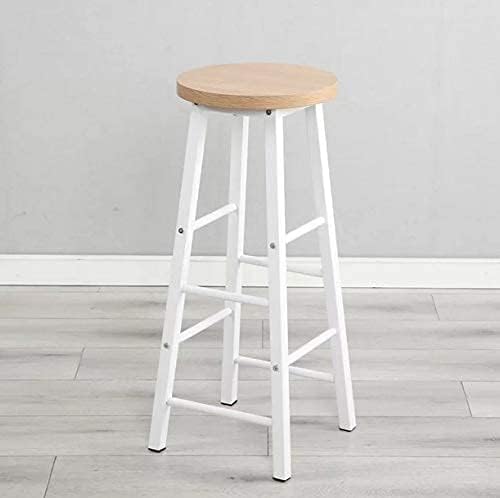45290 Classic Breakfast Stool/Wooden Bar Stool Dining Breakfast Stool/Bar Stool Chair Kitchen Cafeteria Bistro, Pub, White with Wooden Color top - White-image-3