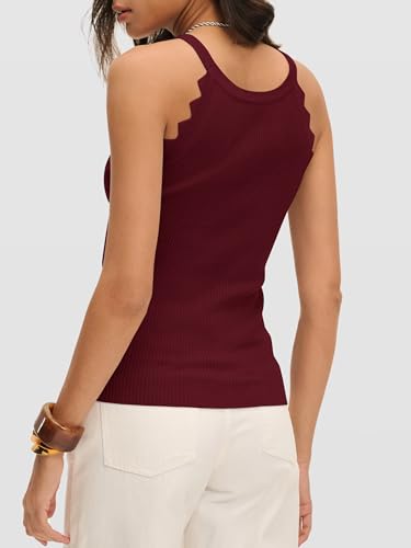 ANRABESS Womens Summer Tank Tops Sleeveless Ribbed Camisole,Deep Red,XS — view 5