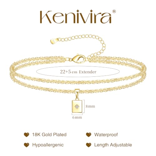 Image of Kenivira Sterling Silver Ankle Bracelets for Women,Gold Dainty Layered Waterproof Anklet for Women, Anklet Set Stackable Beach Gift Adjustable Size