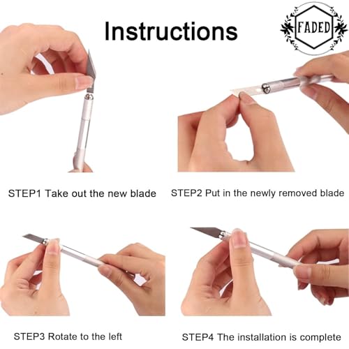 Image of Faded Precision Detail Craft Cutter Set with 25 Replacement Blades - Sharp Hobby Knife for Fine Cutting - Ideal for Art, DIY, Scrapbooking, Model Making, and Paper Craft Projects