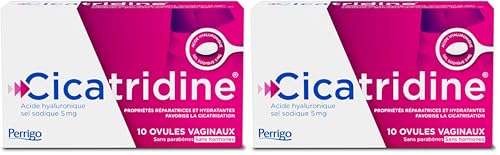 Cicatridine – Ovules vaginaux - favorise la Cicatrisation de la zone intime vulvo vaginale – sécheresse intime - Acide Hyaluronique Sel Sodique 5mg - Dispositif médical - 10 ovules (Lot de 2)